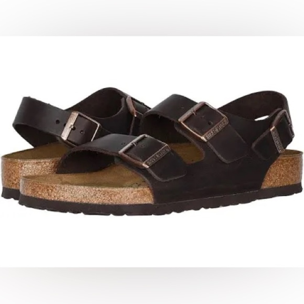 Birkenstock Brown Leather Milano Soft Footbed Sandal Size 43  Men’s 10-10.5